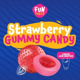 Funtasty Strawberry Gummy Balls Candy with Jam Center, 19-Ounce Jar (30 Count)