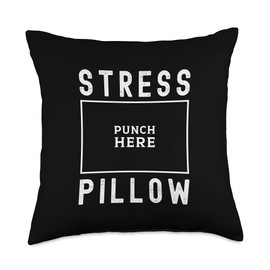 Stress Pillow Punch Here Funny Stress Relief Throw Pillow