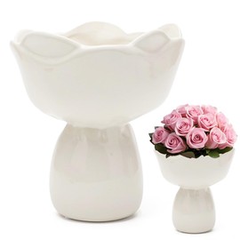 Ceramic Vase, Vases for Flowers, Ceramic Vase, Vases for Pampas Grass, Flower Vase Ceramic for Modern Home Decor, Vase Aesthetic for Home, Living Room, Dining Table, Farmhouse, Office Decor (White)