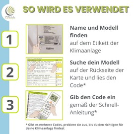 Wellclima® Remote Control for Portable Air Conditioners Compatible with Argo - Works with Over 50 Models, Easy Instructions with Model List and Code Included, Reusable and with LED Light