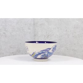 Pack Of 4 Blue Japanese Hokusai Great Wave Design Ceramic Thick Rice Bowls 4.5"D