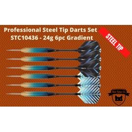 SHOT TAKER CO. EST. 2017 6pc Steel Tip Darts Set - Professional Darts for Dartboard - includes Barrels + Plastic/Aluminum Shafts + O'Rings + Flights + Sharpener + Wrench (24g-Gradient-10436)