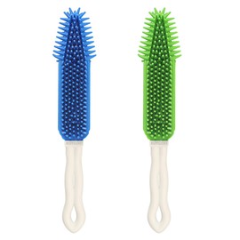 [2Pcs] Pet Hair Remove Brush, Car & Auto Detailing Portable Dogs Cats Hair&Lint Remover Rubber Massage for Furniture, Car Interiors, Carpet (Blue and Green)