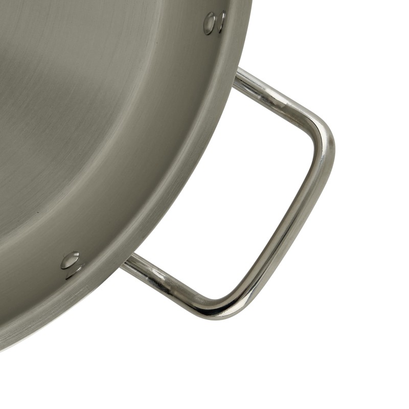 Winco Commercial-Grade Stainless Steel Fry Pan with Helper Handle, Natural