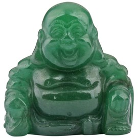 Nupuyai Green Aventurine Laughing Buddha Figure Gemstone Crystal Lucky Buddha Healing Stone Feng Shui Decoration