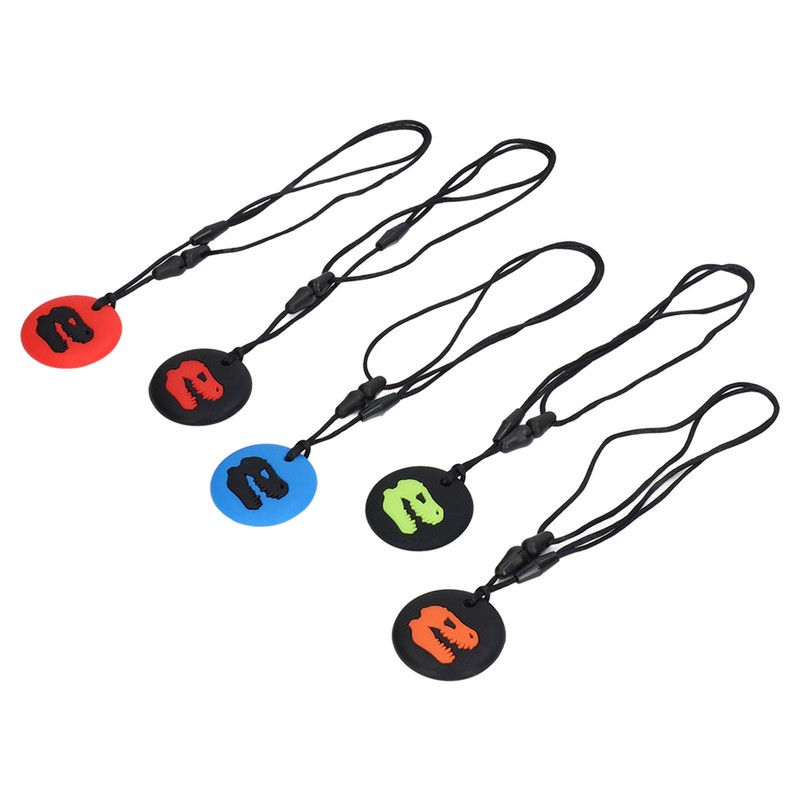 5pcs Kid Silicone Dinosaur Pattern Sensory Chewing Necklace Portable Baby