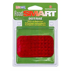 Life Safe: RE7071 Road Smart DOT/SAE Rectangle Stick-On Reflectors High-Visibility, 2 inch x 3.5 inch, Red (Pack of 2) – Used On Vehicles, Trailers and Other Automotive