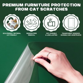 BobbleT Anti Cat Scratch Furniture Protector,12 Pcs Self-Adhesive Clear Couch Protector from Cat Claws,Residue-Free Sofa Guard Tapes for Sofa Corners, Walls, Doors,Easy to Apply and Remove