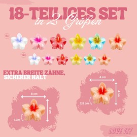 Blumen Haarspangen für Mädchen 18x kleine & große Blumen Haarklammern für Damen und Kinder Blumen Haarschmuck Hawaii Flower Hair Clip | Haarkralle für extra Volumen