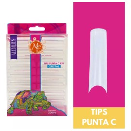 Tips Extralargos Curva C Xxl 200 Pz , Mc Nails Color Cristal-transparente