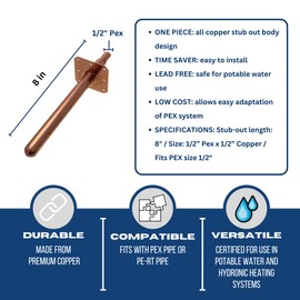 5 Pieces 1/2" x 8" Stub Out Straight with Flange