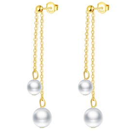 MicLee Women's 925 Sterling Silver Pearl Earrings Baroque Style Earrings Fashion Versatile Earrings with Gift Bag Super Christmas Gift, Silver