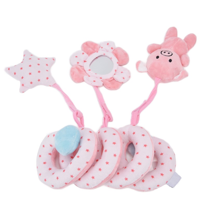 Baby Plush Animal Stroller Toys Spiral Activity Hanging Toys Ringing