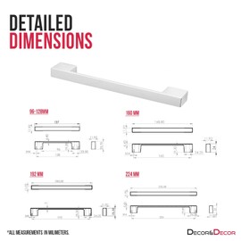 Decoranddecor Dimora Pull Handle D Shape Rectangular Profile Zinc (160mm, Polished Chrome, 1 Pack)