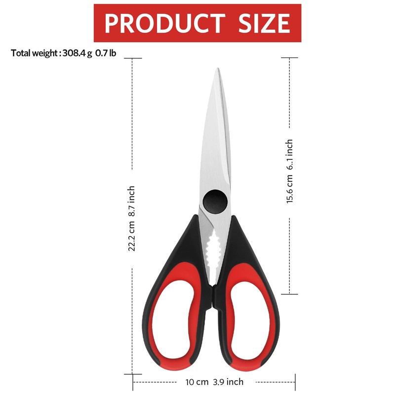 Vutyvve Kitchen Scissors, 3 Removable Kitchen Scissors, Stainless Steel Blades,
