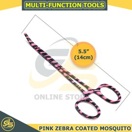 Heavy Duty 1 Each 5.5" Full Serrated Curved Hemostat Forceps Locking Clamps Stainless Steel (Pink Candy Swirls) by G.S Online Store