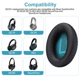 QC35 Replacement Ear Pads Compatible Bose QuietComfort 15, QC25, QC2, QC35, AE2, SoundTrue