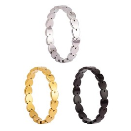 3pcs 3mm Stainless Steel Women's Plain Band Knuckle Stacking Midi Rings Set Unlimited Heart Comfort Fit Silver/Gold/Black Tone Thin Promise Wedding Anniversary Rings for Women Men Size 9