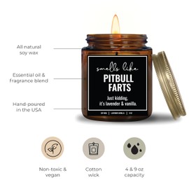 YouNique Designs Smells Like Pitbull Farts Soy Candle Gifts for Pitbull Lovers - Pit Bull Mom Gifts for Women - Pitbull Mom Gifts Dog Farts Candle 9oz - Gifts for Dog Lovers (Lavender & Vanilla A)