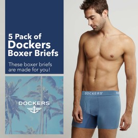 Dockers Mens Boxer Briefs Breathable Cotton Underwear for Men Pack of 5