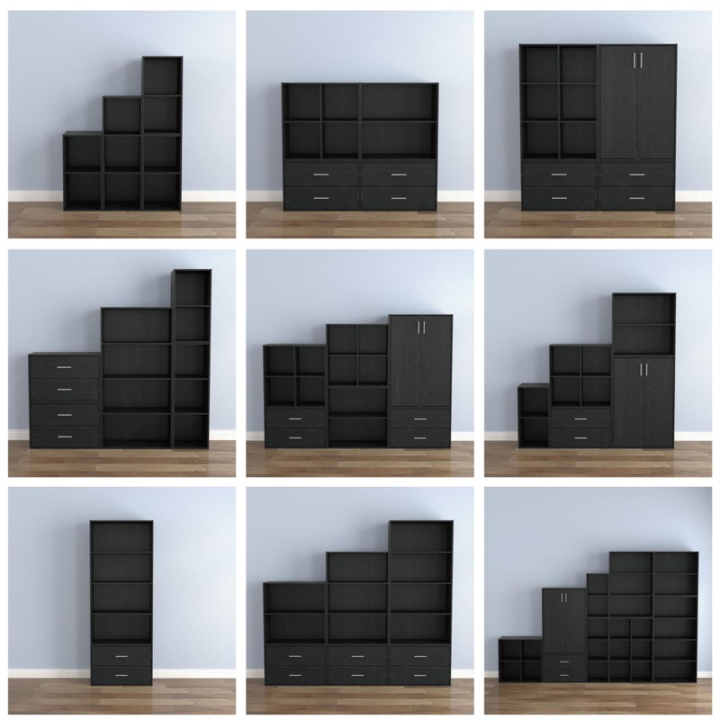 Homes: Inside + Out Apexa 4-Cube Storage Organizer Shelves, Stackable