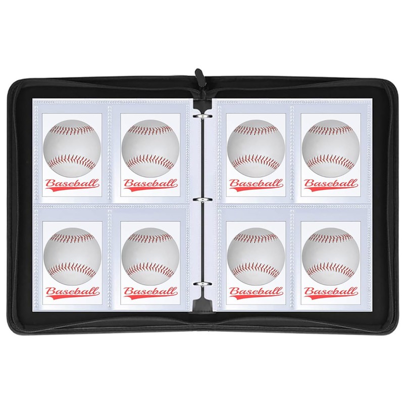 Baseball Card Binder Album Holder 400 Pockets Leatherette Zip Folder