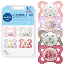 MAM - Chupetes originales de día y noche, chupete de 0 a 6 meses, silicona sin BPA, brilla en la oscuridad, lo mejor para bebés recién nacidos, desarrollado con expertos médicos, 4 unidades