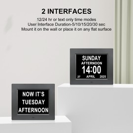 yamemo 8 Inch Extra Large Digital Alarm Clock for Seniors with Vision Impairment, Dementia, Memory Loss, Plug-in Electric Clock with Date Day of Week Display, 8 Alarms Calendar, Medication Reminders