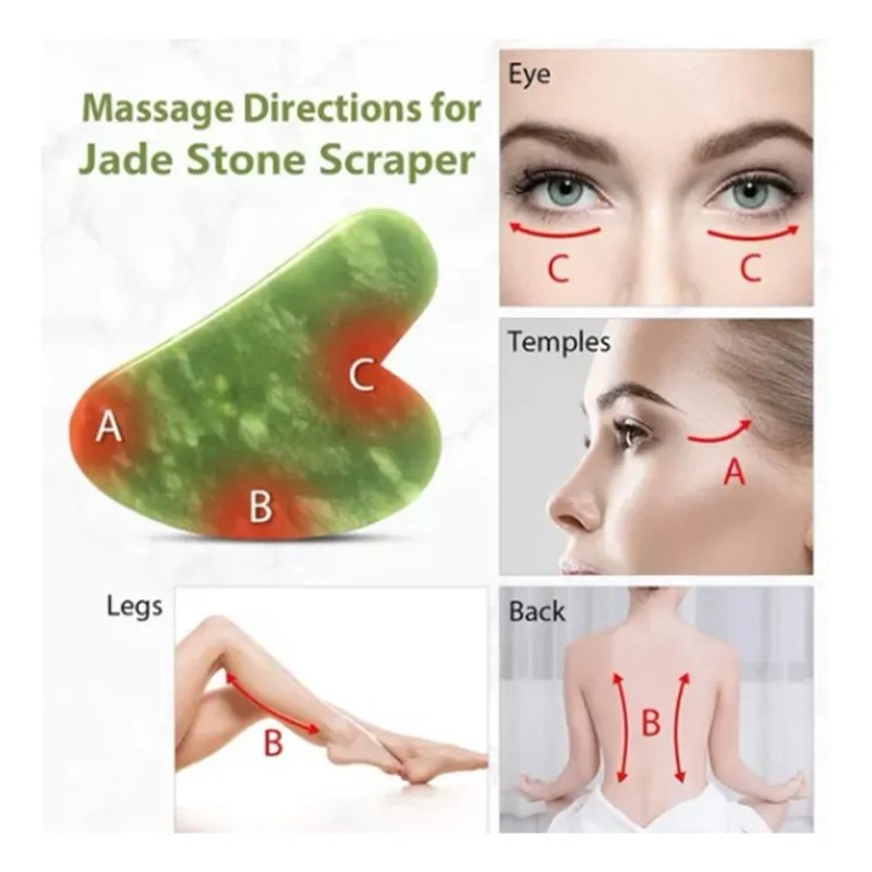 Rodillo Masaje Facial De Jade Gua Sha Rejuvenece Kit