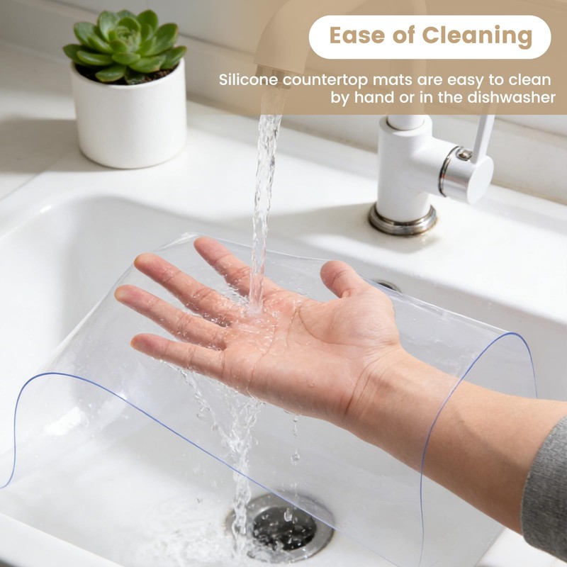 Clear Silicone Countertop Protector Mat, 23.6" *15.7" Non Slip &