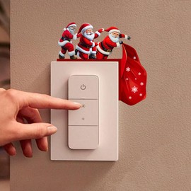 Dreothy Christmas Decor Santa Claus Switch Stickers, Snowman Reindeer Elf Wall Stickers Switch Decals for Kids Bedroom Living Room Kitchen Office Home Decor Stickers (Santa Claus, Right Side)