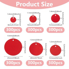 DICOSMETIC 1800Pcs Round Sequins for Crafts 6 Sizes PVC Round Paillettes Red Sequin Paillettes 8/10/12.5/15.5/20/25mm Loose Sequins for DIY Sewing Embroidery Earrings Crafts