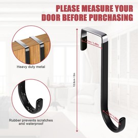 flintronic Door Hooks for Hanging, Pack of 4 Coat Hooks Door with Felt Pads as Surface Protection, Clothes Hooks for Outside Door, Coat Hooks, Stainless Steel Door Coat Rack for Hanging
