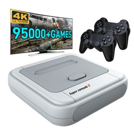 Kinhank Super Console X Retro Video Game Console Built in 117,000+ Games,Emulator Console Compatible with Most Emulators,Game Consoles for 4K HD Output,5 Players,LAN/WiFi,2 Gamepads(SX-256GB)