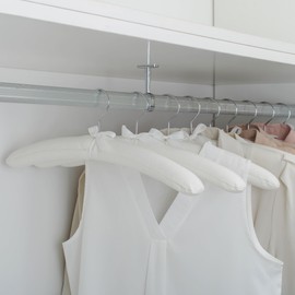 Sukkiri Homu Anti Slip Satin Padded Clothes Hangers for Women Foam Sweater Hangers - Fancy Thick Padded Coat Hanger No Bump Canvas Cover for Adult, Bridesmaid, Wedding Gown Closet White