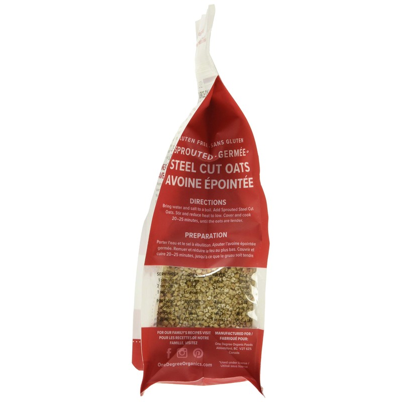 ONE DEGREE Sprouted Organic Steel Cut Oats, 680g