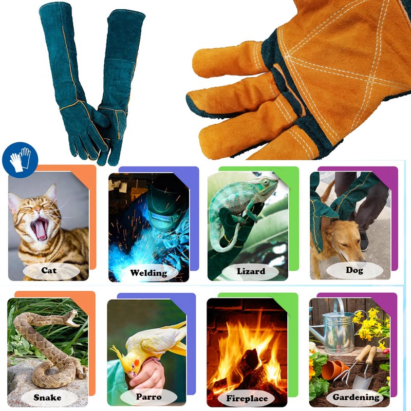 FelRelWel Animal Handling Gloves,23.6" Long Sleeves Gauntlet,Safety Work Glove, Cowhide