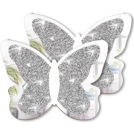 Vesici 2 Pieces Butterfly Shaped Mirror Crystal Crushed Diamond Silver Mirror Silver Wall Decor for Living Room Modern Decorative Mirror for Kids Nursery Classroom Wedding Decor 11.8 x 8.8 Inches