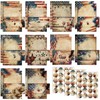 TaoBary 160 Pcs Stationery Paper Set 50 Double Sided Stationery Papers with 50 Matching Envelopes and 60 Round Dot Sticker, 10 Design(Patriotic,8.5 x 11 Inch)