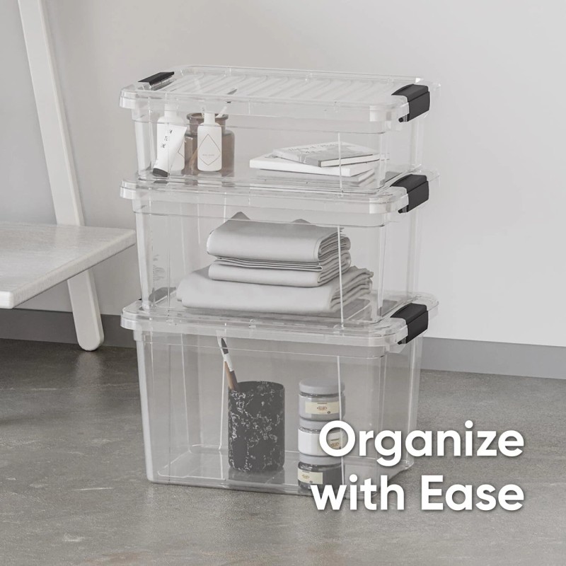 Superio Clear Storage Bins with Lids, 8 Pack- Plastic Storage
