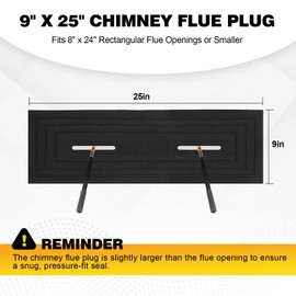 avvkfcmn Chimney Flue Plug for 8" x 32" Rectangular Chimney Flue, Fireplace Draft Stopper, Energy-Saving Chimney Damper, Blocks Odors & Debris