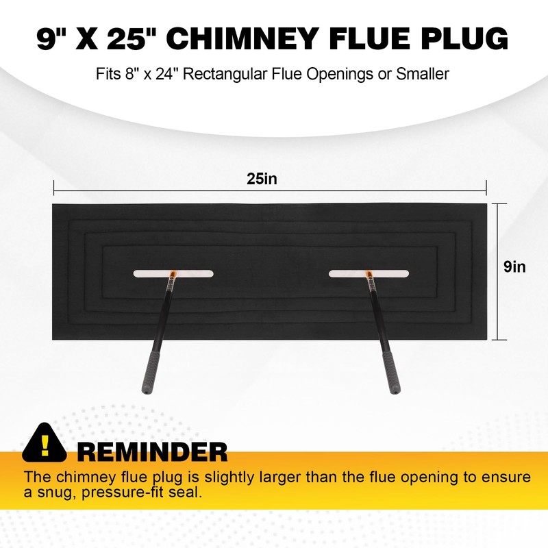 avvkfcmn Chimney Flue Plug for 8" x 32" Rectangular Chimney