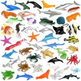 FXMHEHBB 46 Pack Mini Ocean Sea Animals Toys, Assorted Vinyl Plastic Ocean Animal Figu...