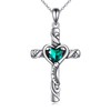 URONE Cross Necklace 925 Sterling Silver Birthstone Cross Pendant May