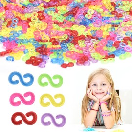 BUENTYA 1000 Pcs Loom Bands S Clips, Colorful S Clip Rubber Band Clips Loom Band Connectors Plastic Connectors Refills Kit Loom Band Hooks for Weaving Necklace Jewelry Accessories Craft Making