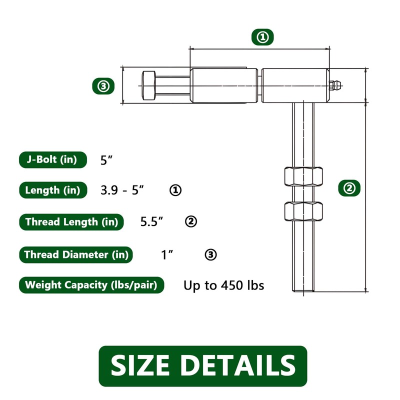 2Pack Self Closing Steel Weld On Barrel Hinges Long Bolt