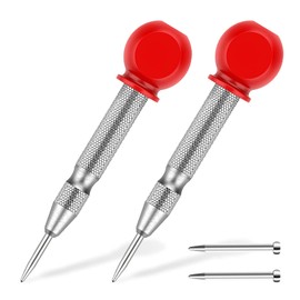 Center Punch, 2 Pcs 5.1 Inch Spring Loaded Center Hole Punch, Automatic Center Punch Tool for Metal, Wood, Plastic, Glass (Silver)