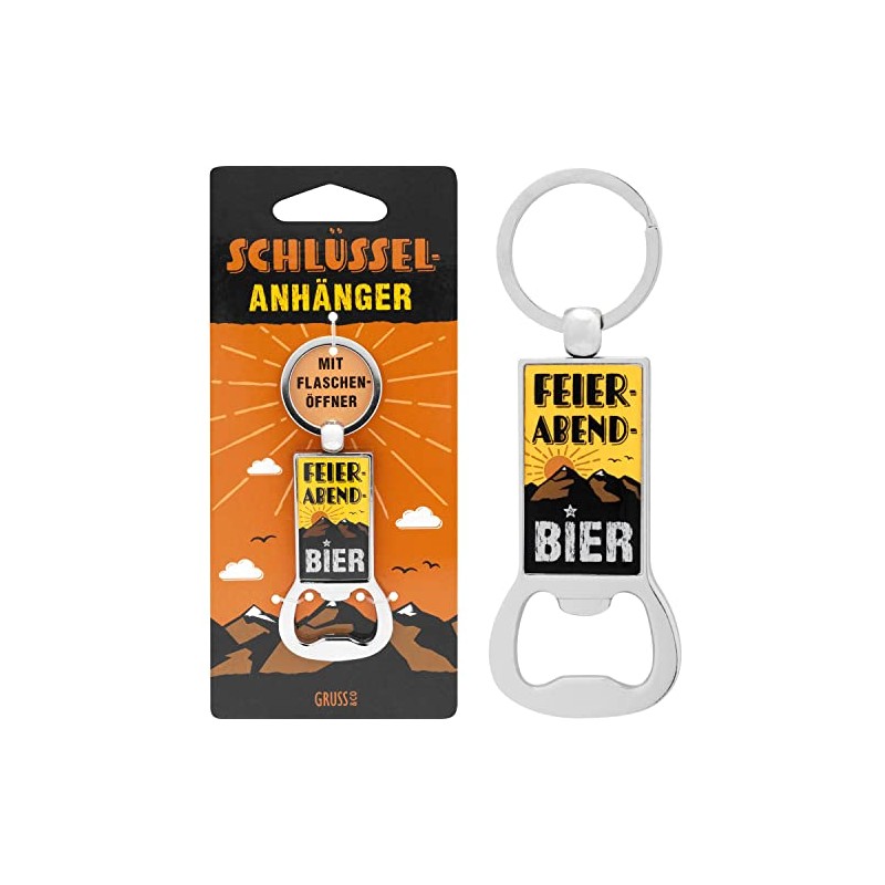 GRUSS & CO Bottle opener motif "Feierabend Bier", key ring,