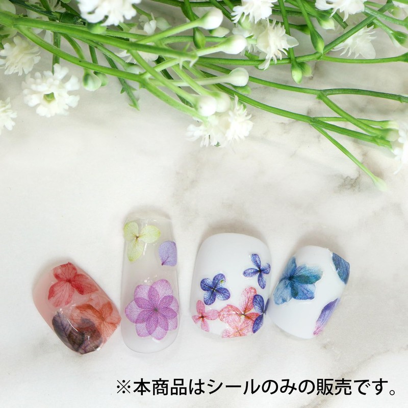 NAS-073 Nail Stickers Flower (Set of 4) Blue Red Flower