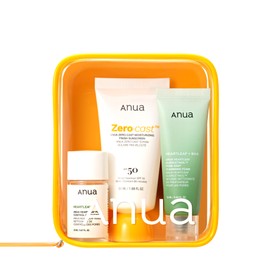 Anua Sun-Ready Travel Kit, Zero-Cast Sunscreen & Cleansing oil & Face Wash. Korean Sunscreen with Mini Size Double Cleansing routine,Korean Skincare Set